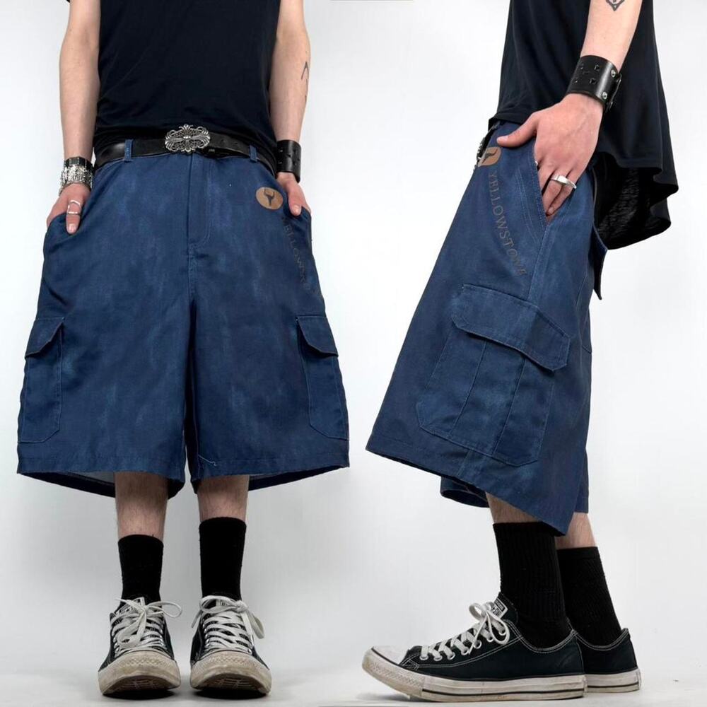 Vintage y2k baggy wide leg faded stonewash grunge archive cargo shorts
